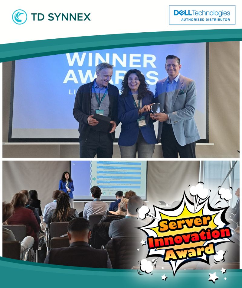 TD SYNNEX Turkey team receives Server Innovation Award at TD SYNNEX Dell Kick Off event held in Lisbon.