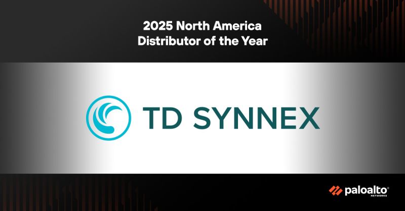TD SYNNEX North America receives Palo Alto Networks' 2025 North American Distributor of the Year award.