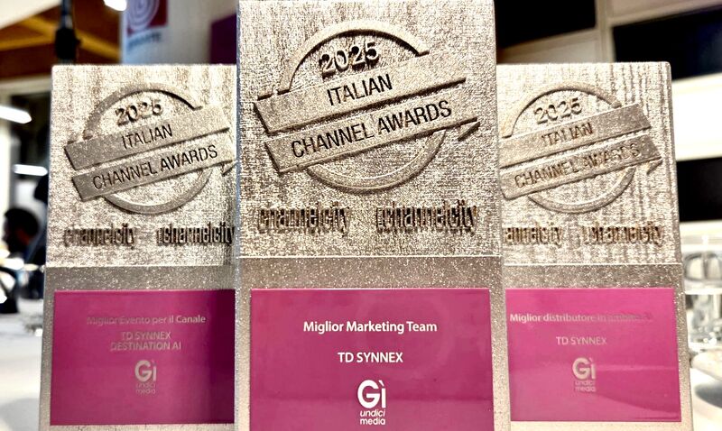 At the Italian Channel Awards of ChannelCity, TD SYNNEX Italy received three awards (1/4).