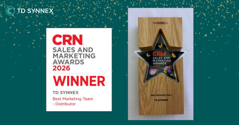 The TD SYNNEX EU team won the award for Best Marketing Team at the CRN UK Sales and Marketing Awards (2/2).